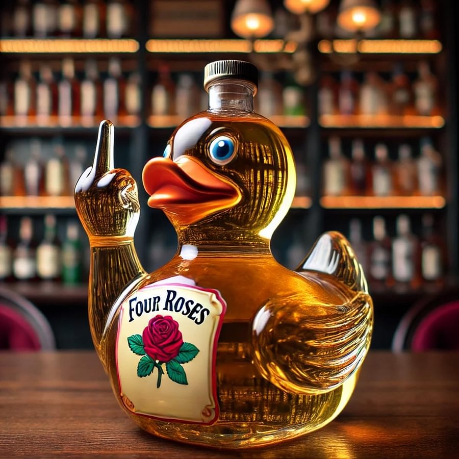 Funny Middle Finger Whiskey Duck Bottle