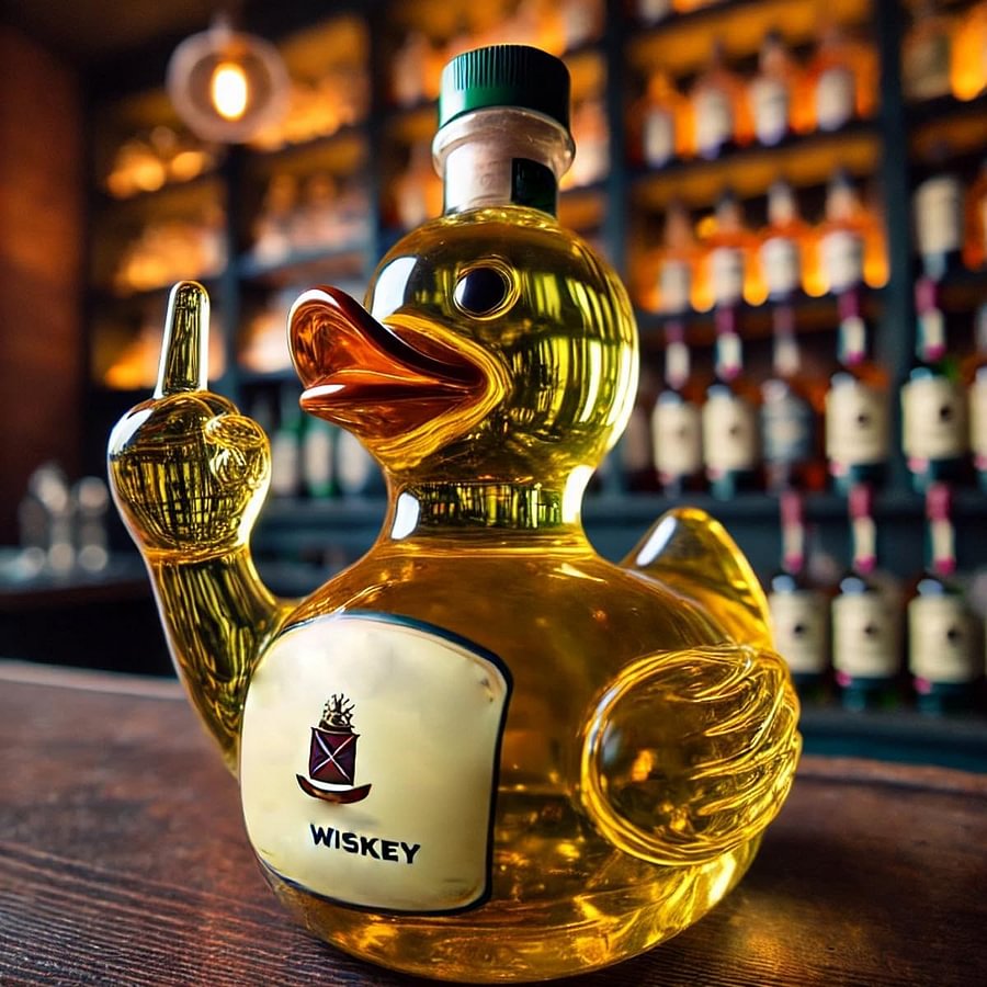 Funny Middle Finger Whiskey Duck Bottle