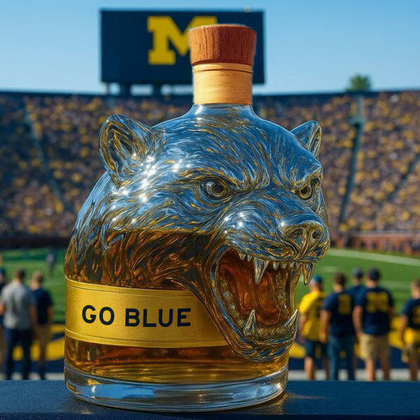 Michigan Wolverines Mascot Whiskey Bottle