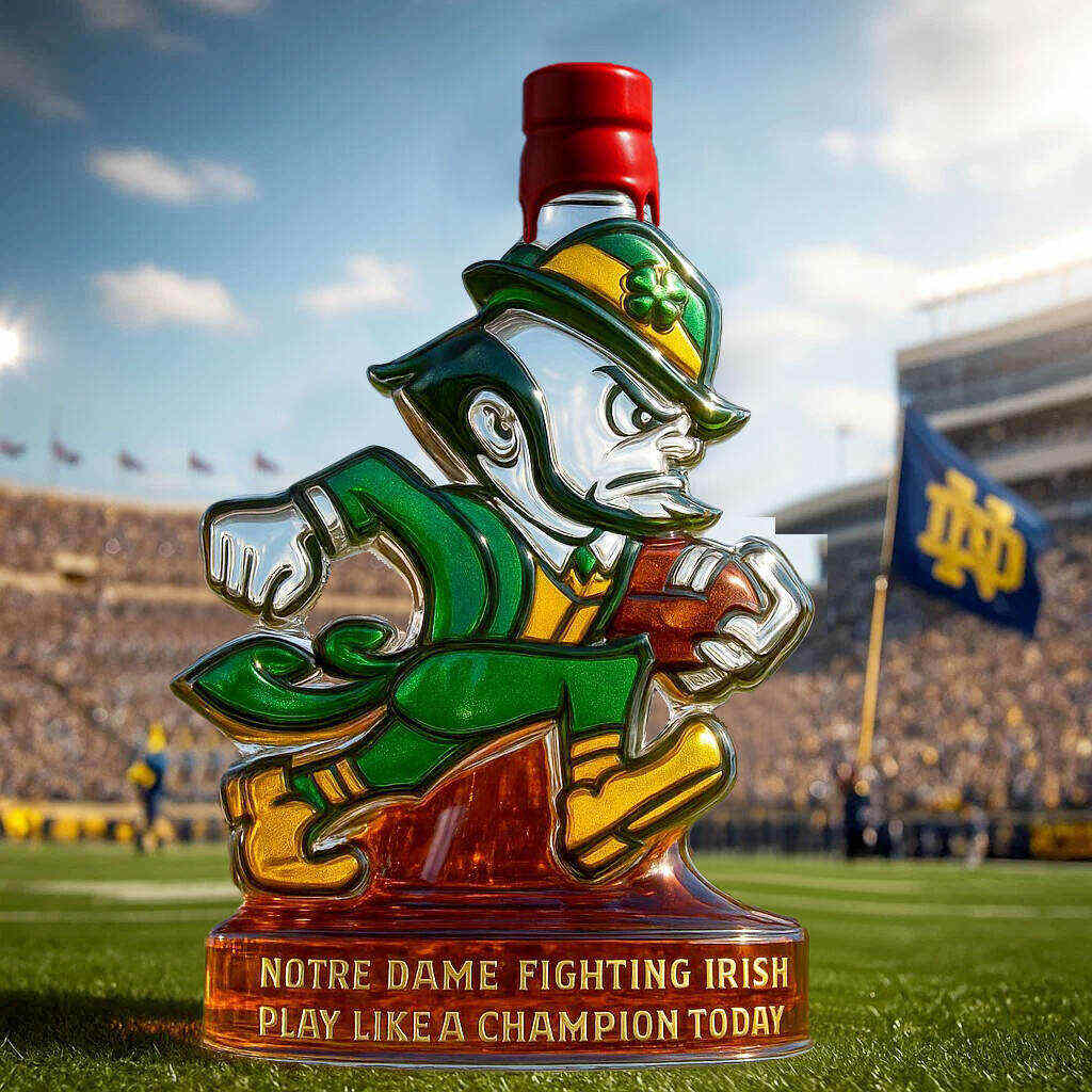 Notre Dame Latest logo The Fighting Irish Whiskey Bottle