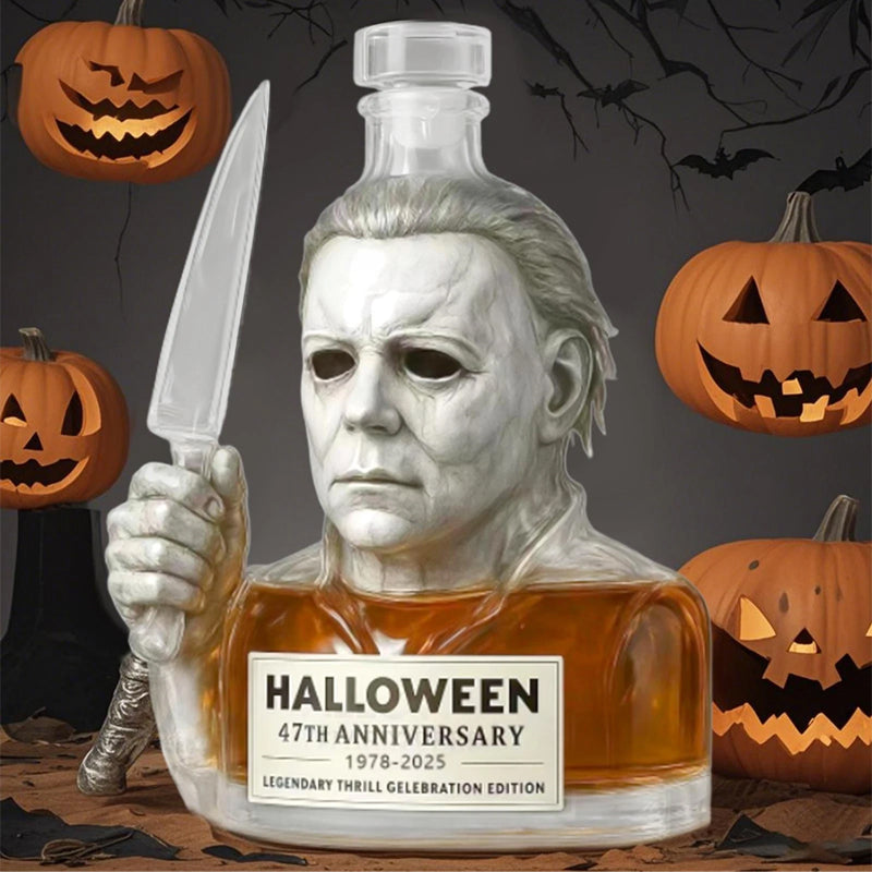 1Halloween Michael Myers 47th Anniversary Casual Whiskey Lead-Free Glass Bottle 1978-2025