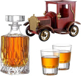 Whiskey Decanter Set Car 23 Oz Glass Wine Bottle With 2 X 90ml Glasses Handcrafted