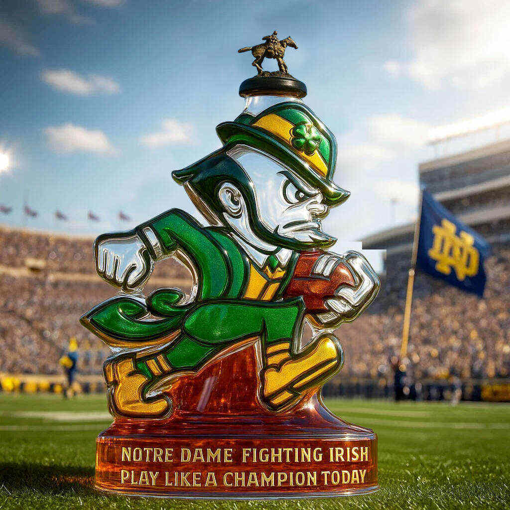 Notre Dame Latest logo The Fighting Irish Whiskey Bottle