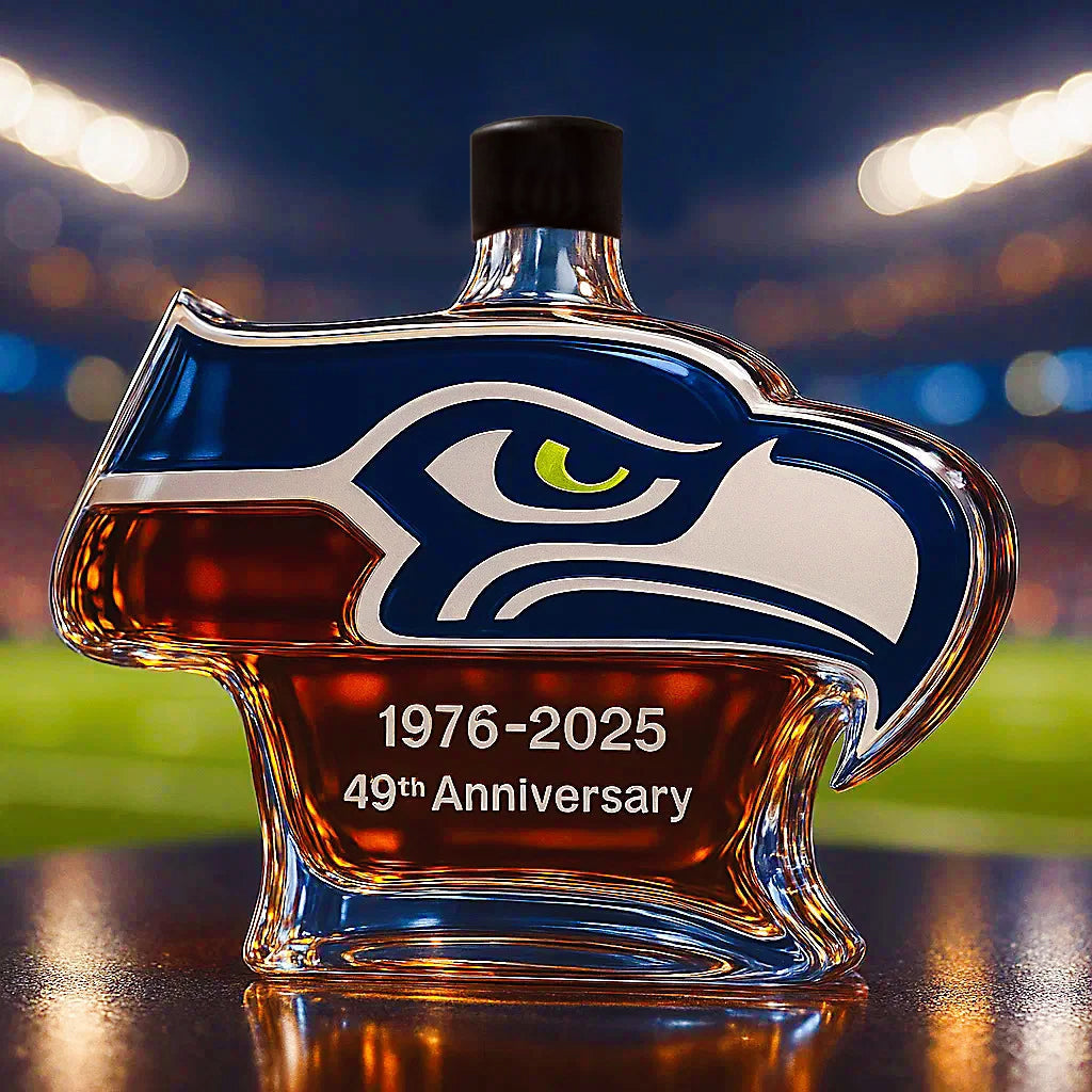 Seattle Seahawks 49th Anniversary Whiskey Bottle