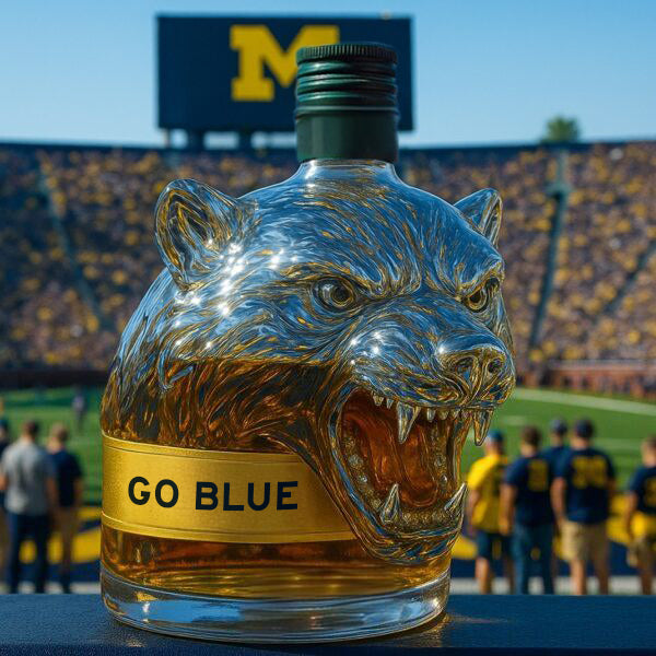 Michigan Wolverines Mascot Whiskey Bottle