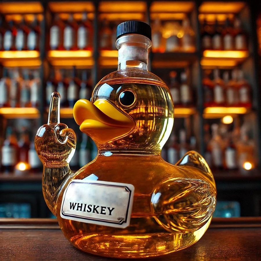Funny Middle Finger Whiskey Duck Bottle