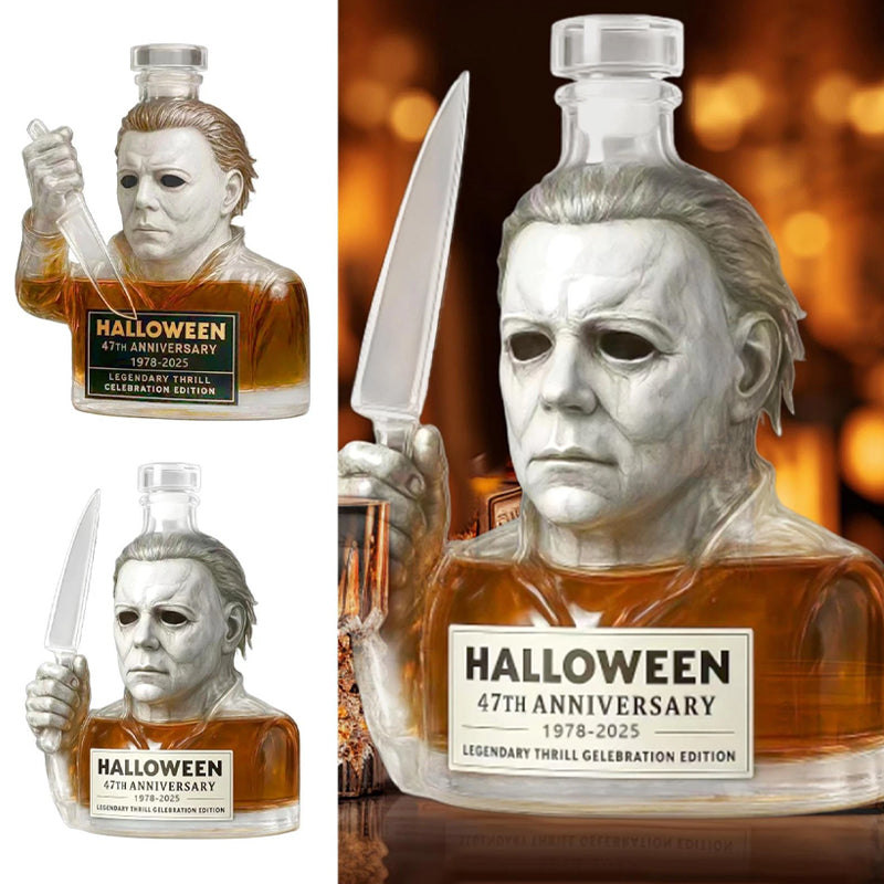 1Halloween Michael Myers 47th Anniversary Casual Whiskey Lead-Free Glass Bottle 1978-2025