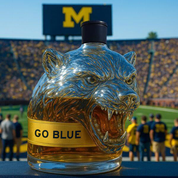 Michigan Wolverines Mascot Whiskey Bottle